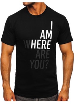 Czarny bawełniany t-shirt męski z nadrukiem Bolf 0404T ze sklepu Denley w kategorii T-shirty męskie - zdjęcie 115659844