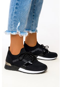 Czarne sneakersy Casu buty sportowe na ukrytym koturnie sznurowane 7-K2145A ze sklepu Casu.pl w kategorii Buty sportowe damskie - zdjęcie 115775631
