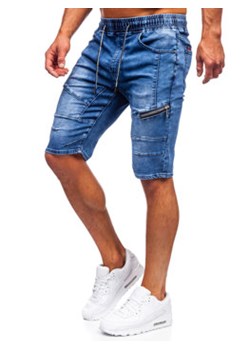 Granatowe jeansowe krótkie spodenki męskie Denley KG3600-3 ze sklepu Denley w kategorii Spodenki męskie - zdjęcie 115854451