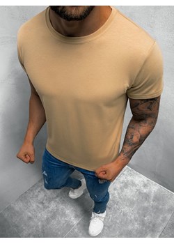 T-Shirt męski bez nadruku beżowy/2 OZONEE JS/712005/91Z ze sklepu ozonee.pl w kategorii T-shirty męskie - zdjęcie 116004690