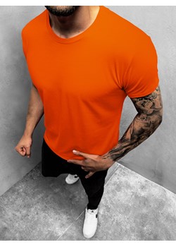 T-Shirt męski bez nadruku pomarańczowy OZONEE JS/712005/32Z ze sklepu ozonee.pl w kategorii T-shirty męskie - zdjęcie 116004700