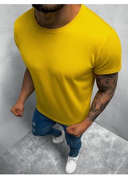 T-shirt męski casual żółty z krótkim rękawem bawełniany 