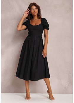 Sukienka Renee midi czarna z krótkim rękawem 