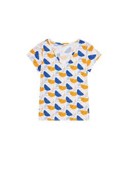Bawełniany t-shirt z nadrukiem w kształcie cytryn biały ze sklepu Moodo.pl w kategorii Bluzki damskie - zdjęcie 116222222