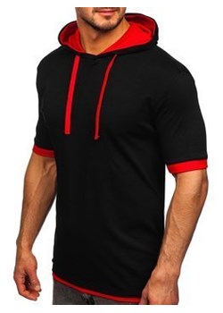 T-shirt męski bez nadruku czarno-czerwony Bolf 08 ze sklepu Denley w kategorii T-shirty męskie - zdjęcie 116237332