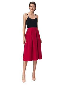 Rozkloszowana czerwona spódnica midi  - SP50 ze sklepu Świat Bielizny w kategorii Spódnice - zdjęcie 116238454
