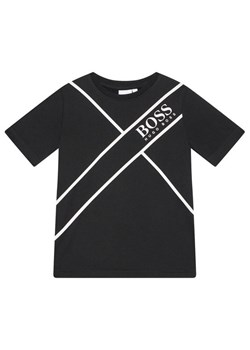T-shirt męski czarny BOSS HUGO młodzieżowy z krótkimi rękawami 