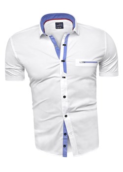 Koszula męska krótki rękaw rs11 - biała ze sklepu Risardi w kategorii Koszule męskie - zdjęcie 117531560