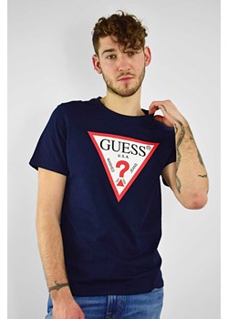t-shirt męski guess granatowy z bawełny organicznej ze sklepu Royal Shop w kategorii T-shirty męskie - zdjęcie 118037943