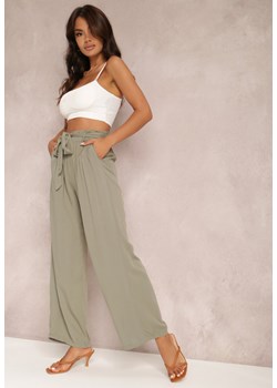Ciemnozielone Spodnie Szerokie Phiorephis ze sklepu Renee odzież w kategorii Spodnie damskie - zdjęcie 118271523