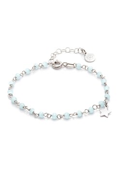 Bransoletka na nogę OVAL srebrna z niebieskimi kryształkami ze sklepu ANIA KRUK w kategorii Bransoletki - zdjęcie 118321322