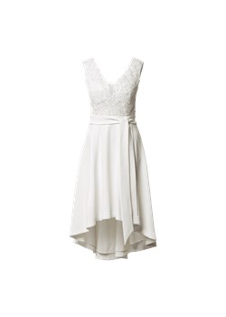 Sukienka biała Paradi mini z haftami w serek elegancka na sylwestra 