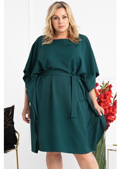 Sukienka wyjatkowa wiązana oversize ROLANDA butelkowa zieleń ze sklepu karko.pl w kategorii Sukienki - zdjęcie 118490172