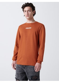 Cropp - Koszulka longsleeve z nadrukiem - brązowy ze sklepu Cropp w kategorii T-shirty męskie - zdjęcie 118599070