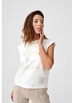 Biała koszulka damska z podniesionymi ramionami ze sklepu MONNARI w kategorii Bluzki damskie - zdjęcie 119365910