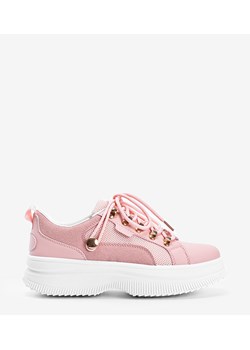 Buty sportowe damskie różowe sneakersy sznurowane 