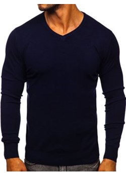 Granatowy sweter męski w serek Denley YY03 ze sklepu Denley w kategorii Swetry męskie - zdjęcie 119664613
