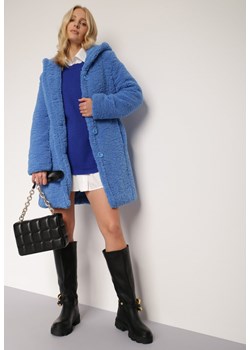 Niebieski Płaszcz Futrzany Klymiera ze sklepu Renee odzież w kategorii Płaszcze damskie - zdjęcie 120450701