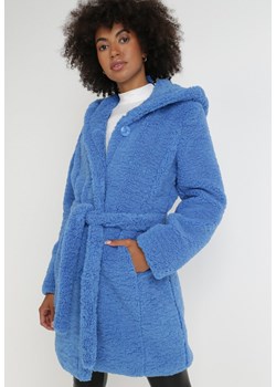 Niebieski Płaszcz Futrzany Abamis ze sklepu Born2be Odzież w kategorii Futra damskie - zdjęcie 120576260