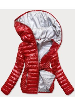 Pikowana kurtka damska z kapturem czerwona (b9752) ze sklepu goodlookin.pl w kategorii Kurtki damskie - zdjęcie 120692271