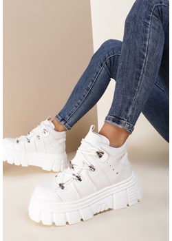 Białe buty sportowe damskie Renee sneakersy młodzieżowe na platformie sznurowane gładkie 