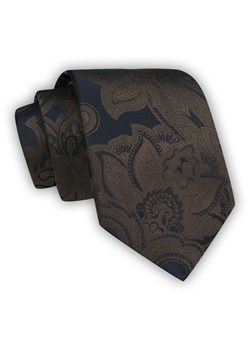 Brązowy Krawat Męski w Kwiaty, Klasyczny, Szeroki 8 cm, Elegancki -CHATTIER KRCH1234 ze sklepu JegoSzafa.pl w kategorii Krawaty - zdjęcie 122298641