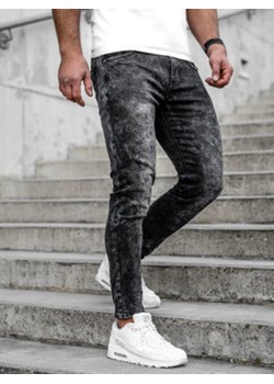 Czarne spodnie jeansowe męskie regular fit z paskiem Denley TF090 ze sklepu Denley w kategorii Jeansy męskie - zdjęcie 122315232