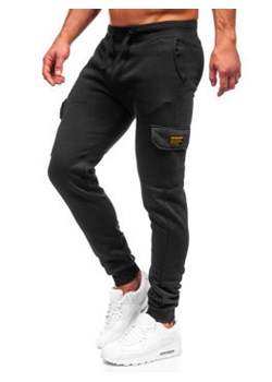 Czarne bojówki spodnie męskie joggery dresowe Denley JX8709 ze sklepu Denley w kategorii Spodnie męskie - zdjęcie 122315251