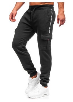 Czarne bojówki spodnie męskie dresowe Denley JX9395 ze sklepu Denley w kategorii Spodnie męskie - zdjęcie 122315290