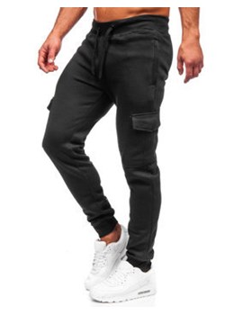 Czarne spodnie męskie bojówki joggery dresowe Denley JX326 ze sklepu Denley w kategorii Spodnie męskie - zdjęcie 122315393