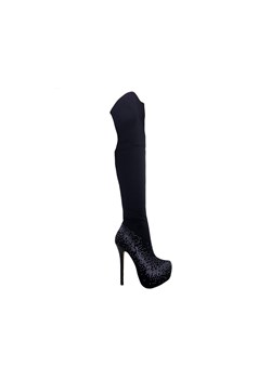 Kozaki za kolano czarne muszkieterki cyrkonie ze sklepu Kokietki w kategorii Kozaki damskie - zdjęcie 122571131
