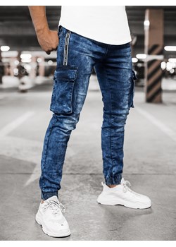 Spodnie jeansowe joggery męskie niebieskie OZONEE O/TF068Z ze sklepu ozonee.pl w kategorii Jeansy męskie - zdjęcie 122643222