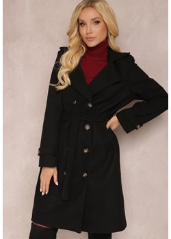 Czarny Płaszcz Lyvaeno ze sklepu Renee odzież w kategorii Płaszcze damskie - zdjęcie 122679800