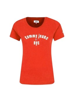 t-shirt damski tommy jeans dw0dw07161 czerwony ze sklepu Royal Shop w kategorii Bluzki damskie - zdjęcie 122762474
