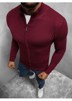 Sweter męski rozpinany bordowy OZONEE TMK/YY07/15Z ze sklepu ozonee.pl w kategorii Swetry męskie - zdjęcie 122890881