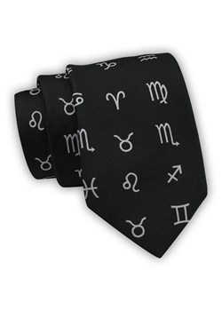 Krawat Alties (7 cm) - Znaki Zodiaku - Czarny KRALTS0535 ze sklepu JegoSzafa.pl w kategorii Krawaty - zdjęcie 123136734