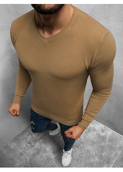 Sweter męski brązowy OZONEE TMK/YY03/7 ze sklepu ozonee.pl w kategorii Swetry męskie - zdjęcie 123141002