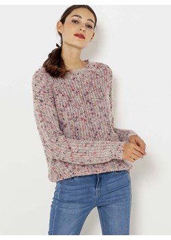 Różowy sweter damski Camaieu z okrągłym dekoltem 