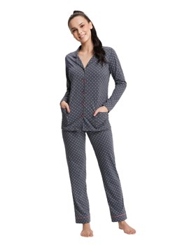 Rozpinana bawełniana piżama damska LUNA 642 grafitowa ze sklepu bodyciao w kategorii Piżamy damskie - zdjęcie 123472822