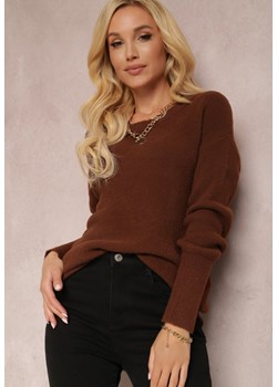 Brązowy Sweter Lyna ze sklepu Renee odzież w kategorii Swetry damskie - zdjęcie 123610072