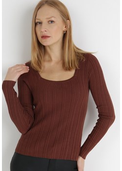 Brązowy Sweter Phynaria ze sklepu Born2be Odzież w kategorii Swetry damskie - zdjęcie 123610290