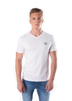 Caravaci t-shirt męski z krótkim rękawem biały bawełniany 
