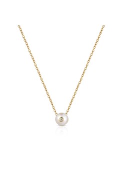 Naszyjnik srebrny pozłacany z perłą i cyrkonią SAU/NP006Z ze sklepu W.KRUK w kategorii Naszyjniki - zdjęcie 123779994