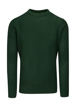 Sweter Zielony, Butelkowy w Gruby Dziergany Splot, U-neck, Męski -BRAVE SOUL SWBRSAW21SLOVAKarmygreen ze sklepu JegoSzafa.pl w kategorii Swetry męskie - zdjęcie 123820851