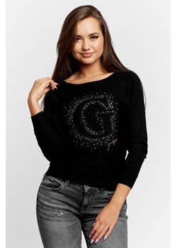 Czarny sweter damski Guess z okrągłym dekoltem 