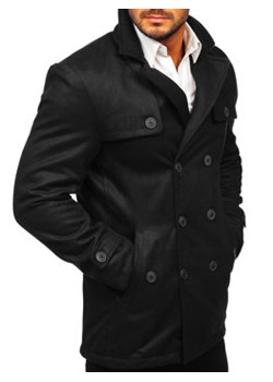 Czarny dwurzędowy płaszcz męski zimowy Denley M3142 ze sklepu Denley w kategorii Płaszcze męskie - zdjęcie 124441223
