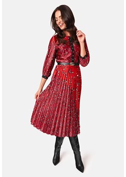 Sukienka Poza midi w abstrakcyjnym wzorze z długimi rękawami z wiskozy 