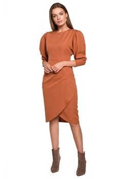 S284 Sukienka z bufiastymi rękawami - ruda ze sklepu Świat Bielizny w kategorii Sukienki - zdjęcie 124550654