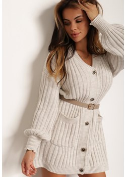 Jasnoszary Kardigan Thessiolea ze sklepu Renee odzież w kategorii Swetry damskie - zdjęcie 124611811