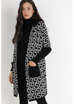 Czarno-Biały Kardigan Melilopei ze sklepu Born2be Odzież w kategorii Swetry damskie - zdjęcie 124657271